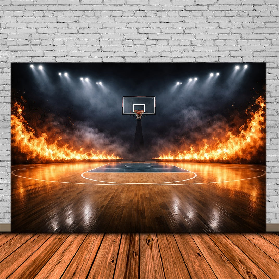 Basketball Backdrop For Photography Inferno Stadium Court Sports Backdrop UK GQ61-88