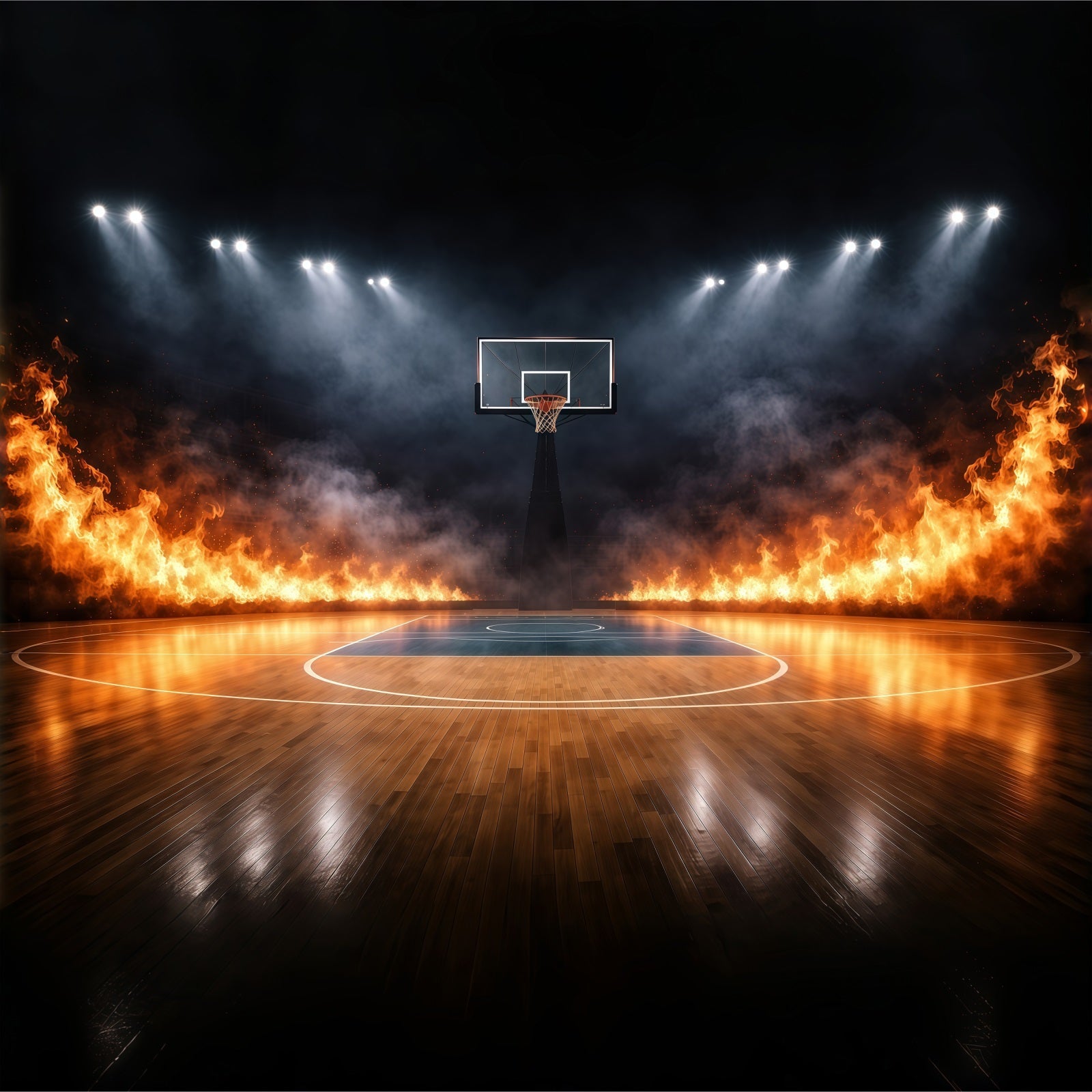 Basketball Backdrop For Photography Inferno Stadium Court Sports Backdrop UK GQ61-88