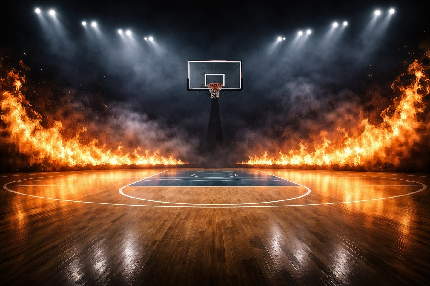 Basketball Backdrop For Photography Inferno Stadium Court Sports Backdrop UK GQ61-88