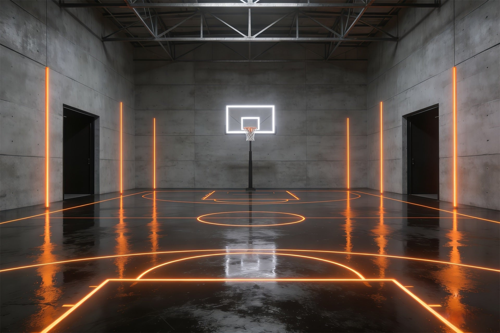 Basketball Photography Backdrop Futuristic Neon Stadium Court Sports Backdrops UK GQ61-89