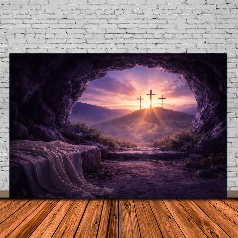Easter Tomb Backdrop Resurrection Dawn Empty Tomb Easter Photography Backdrops For Sale UK GQ61-9