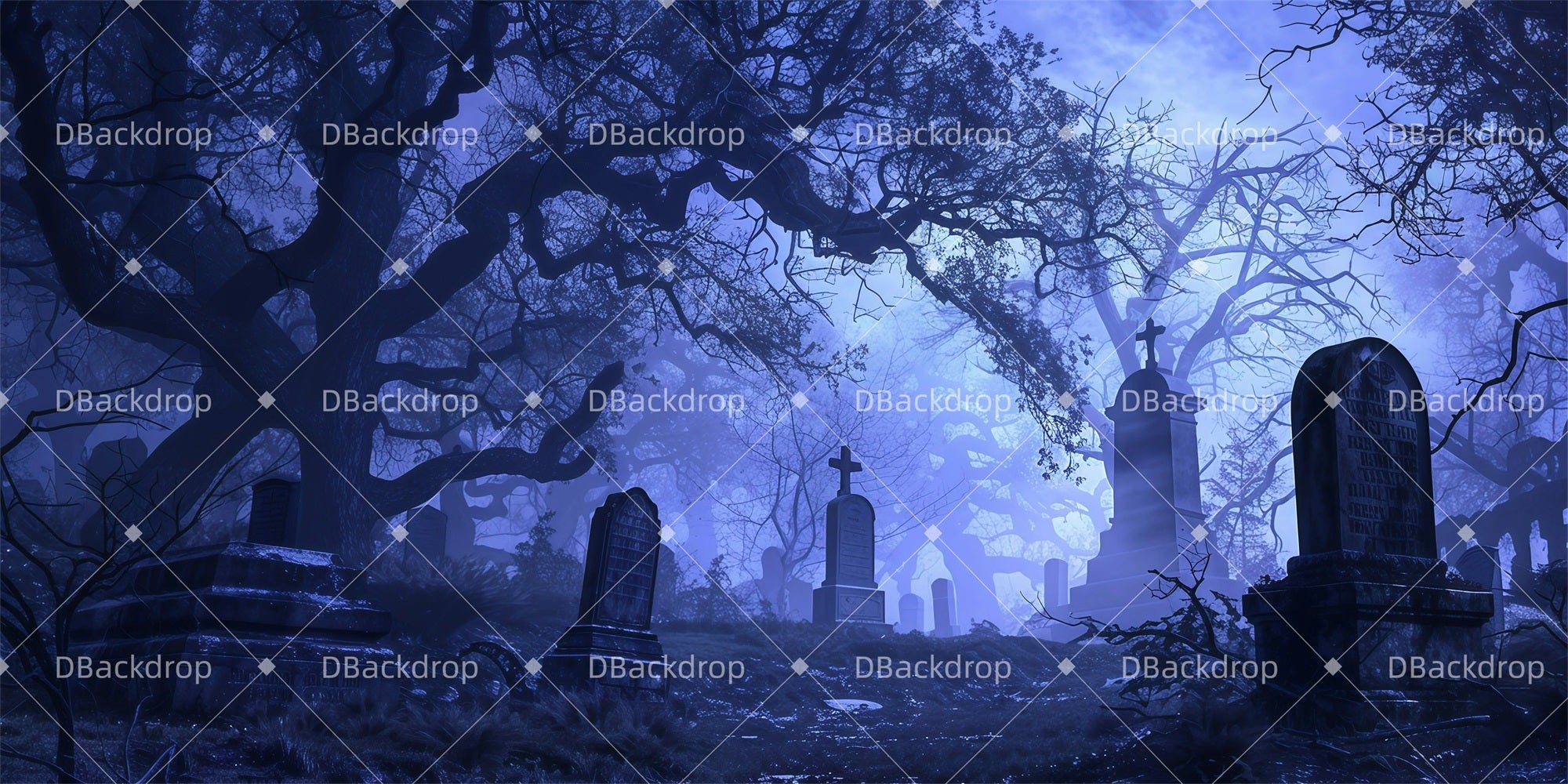 Theater Backdrop Moonlight Cemetery Forest Stage Backdrop UK GQ61-T1