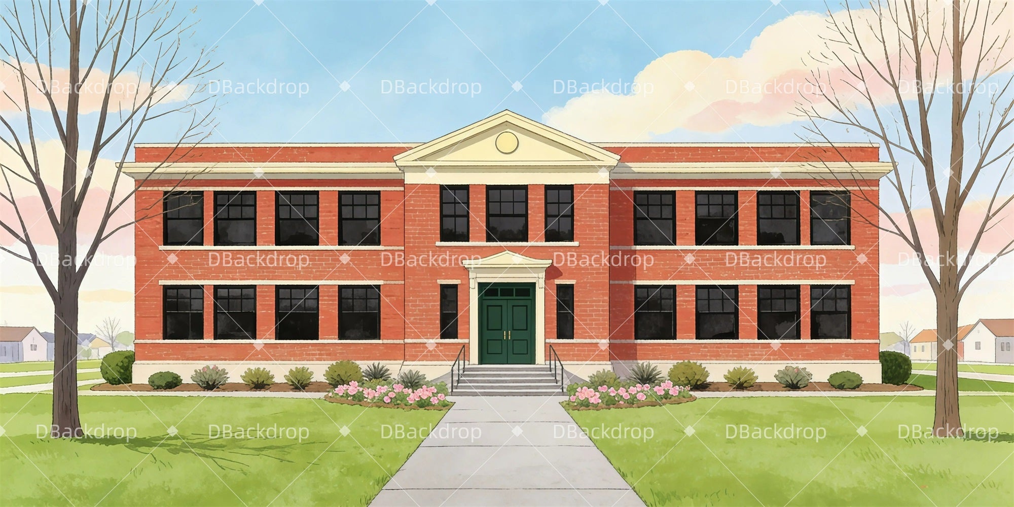 Professional Stage Backdrops School Main Gate Theater Backdrop UK GQ61-T21