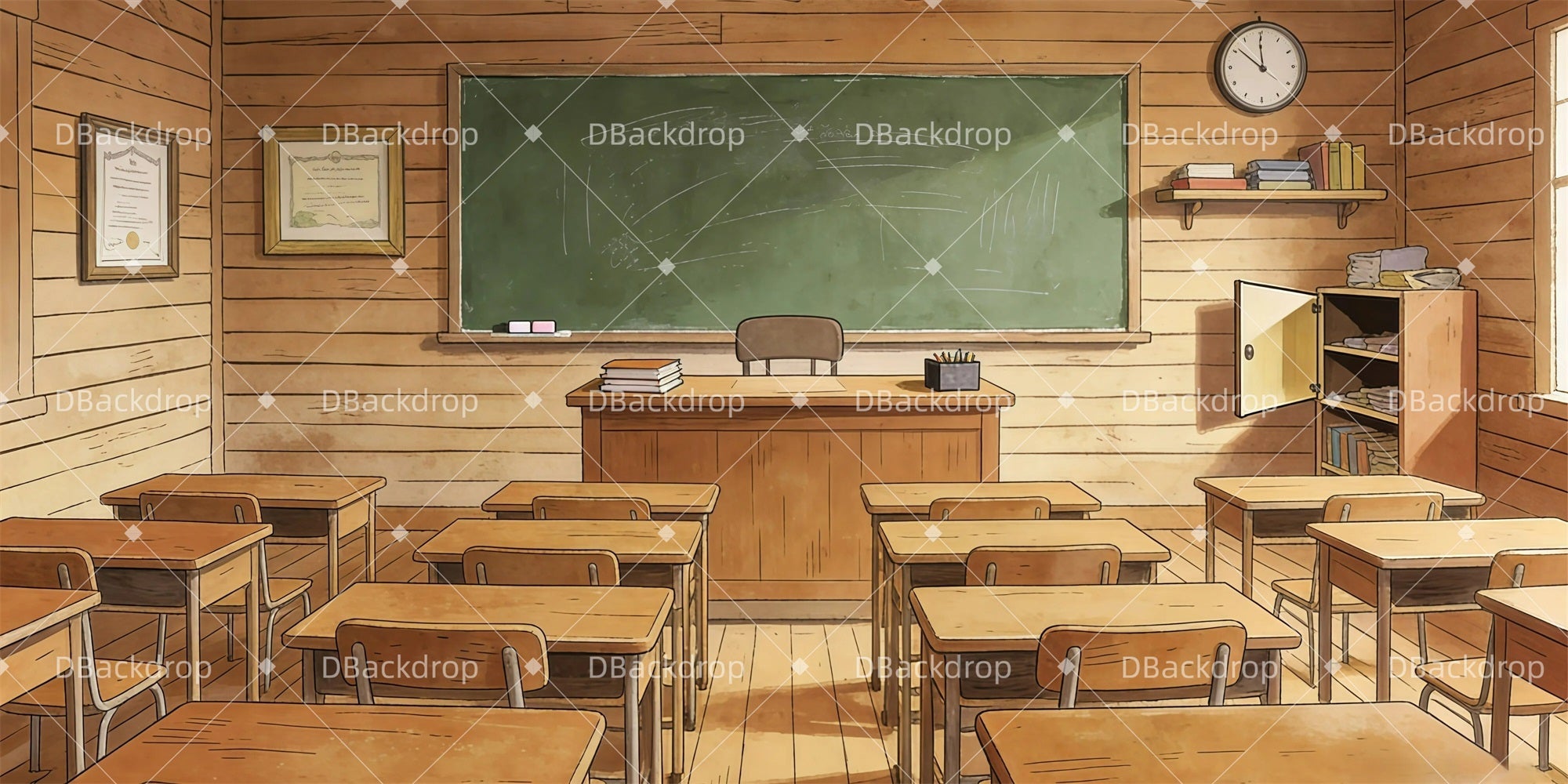 School Play Backdrops Old Fashioned Classroom Theater Backdrop UK GQ61-T24