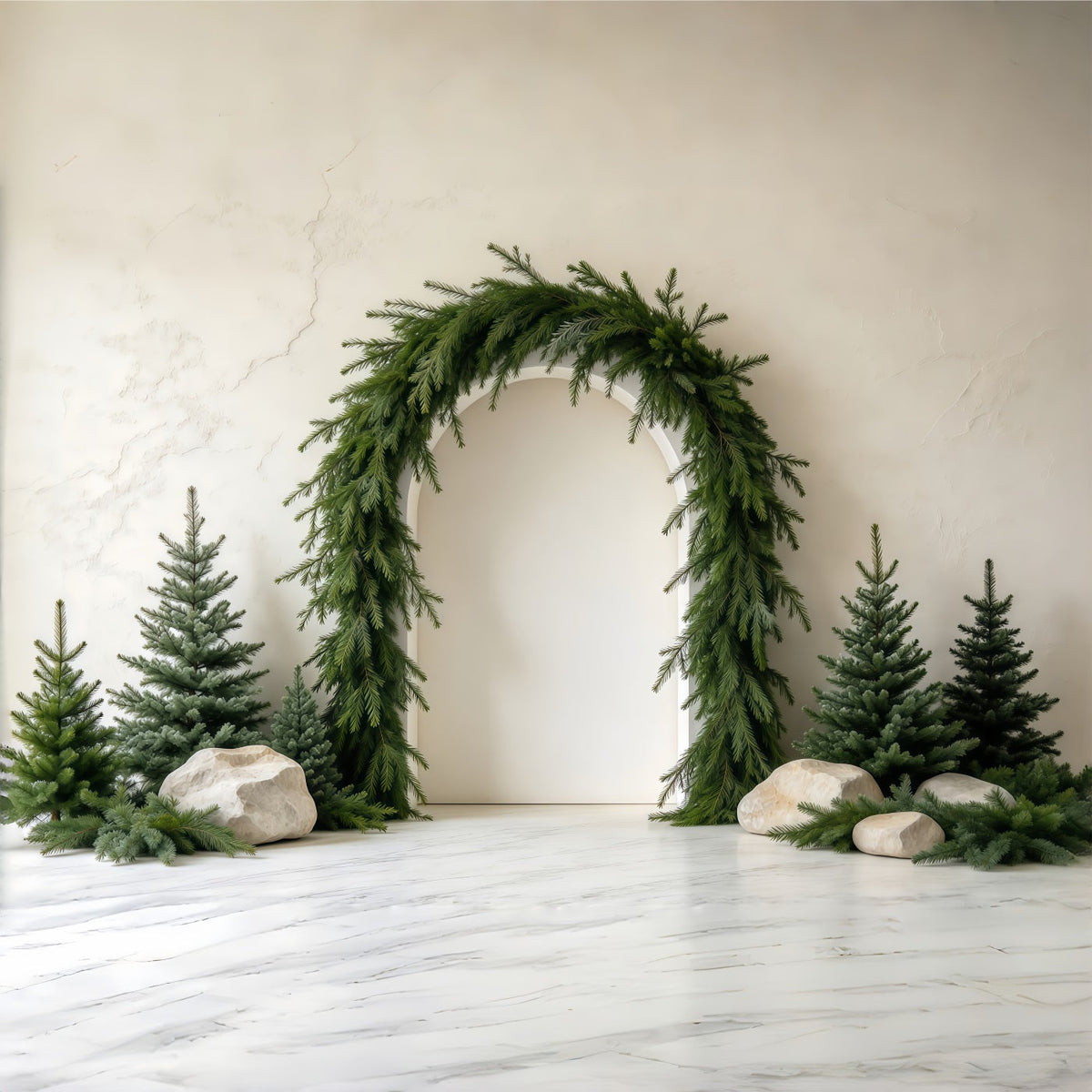 Photography Christmas Tree Backdrop Lush Evergreen Garland Archway Xmas Photo Backdrop UK GQ610-100