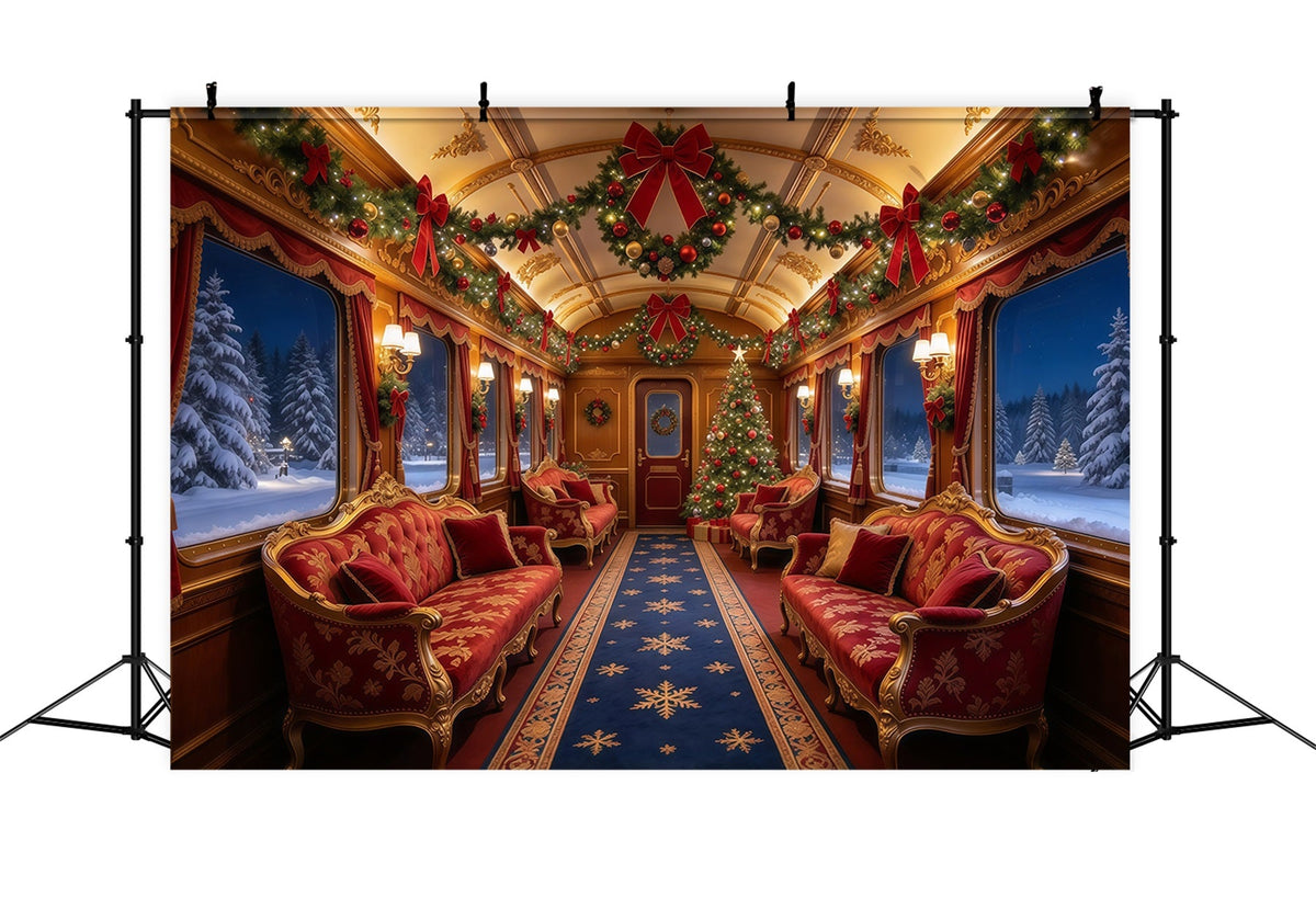 Christmas Backdrops for Photography Burgundy Velvet Train Interior Christmas Photography Backdrop UK GQ610-11