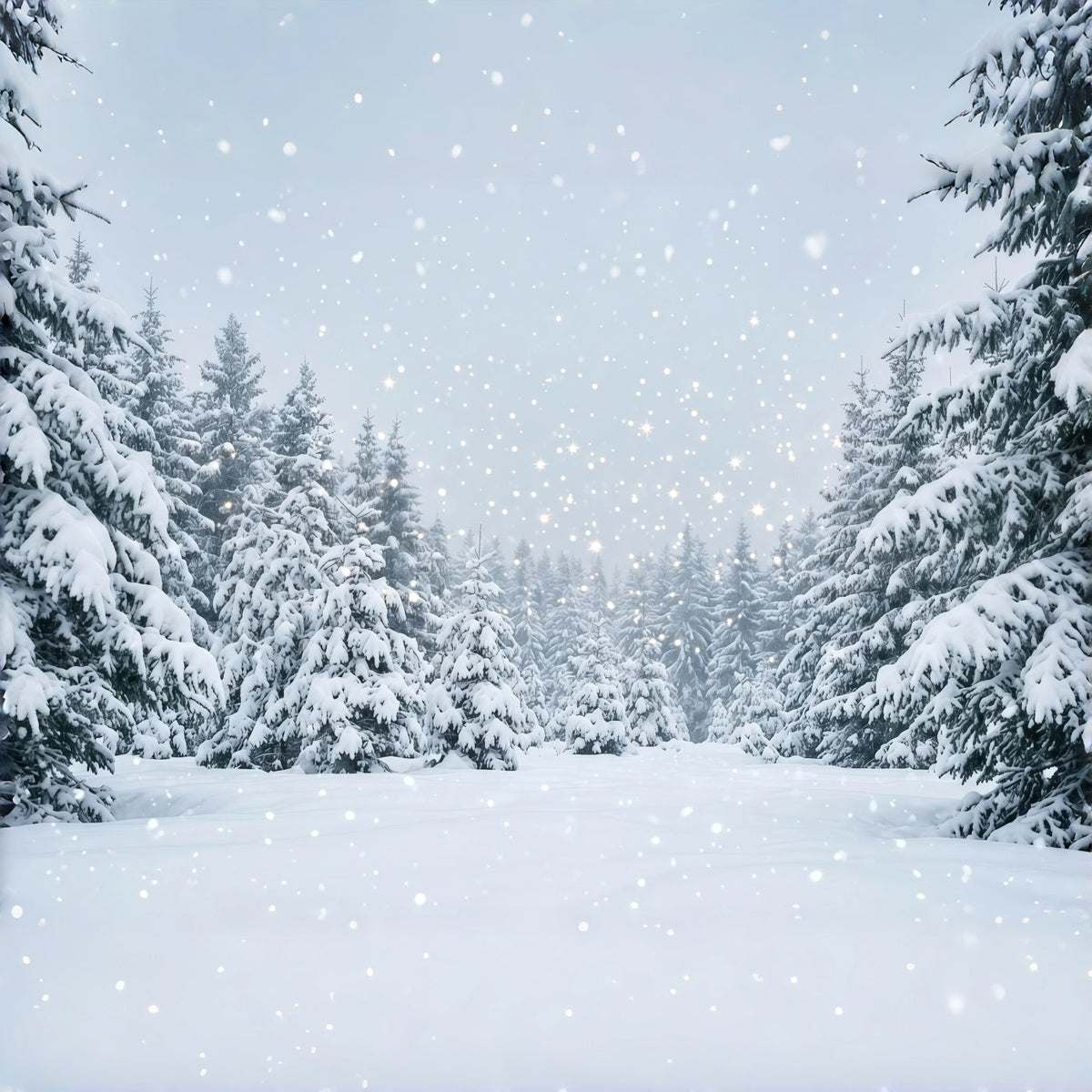 Christmas Tree Backdrops Snowy Evergreen Forest Christmas Photoshoot Backdrops UK GQ610-111