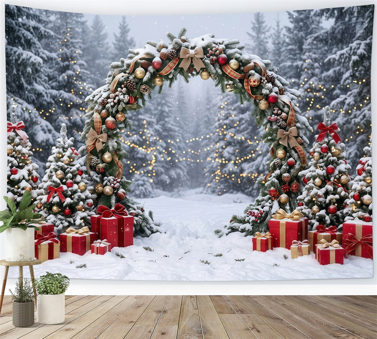 Christmas Backdrop Arch Snowy Garland Gift Archway Christmas Pictures Backdrop UK GQ610-114
