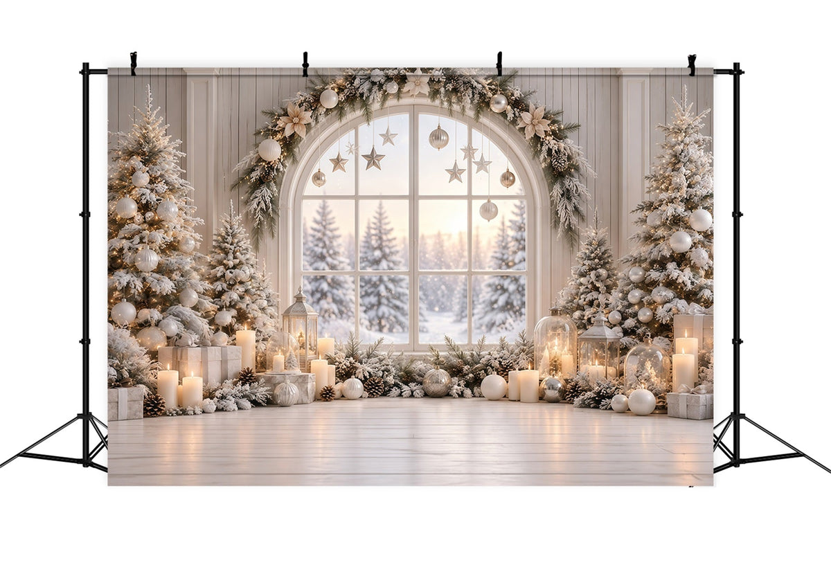 Christmas Window Backdrops White Winter Window Display Christmas Backdrop Wall UK GQ610-120