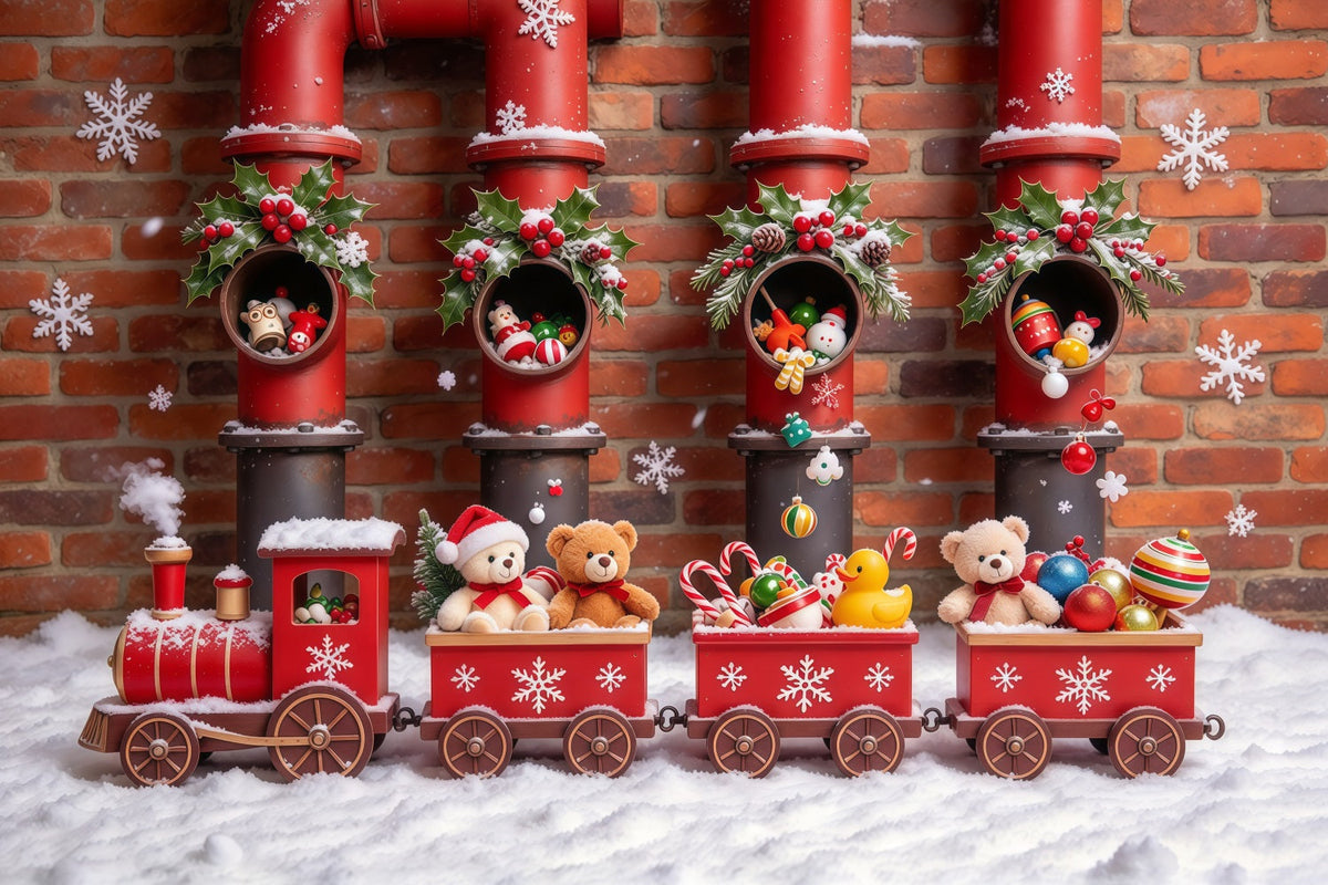 Christmas Backdrop Red Toy Train Parade Christmas Backdrops Photography UK GQ610-22