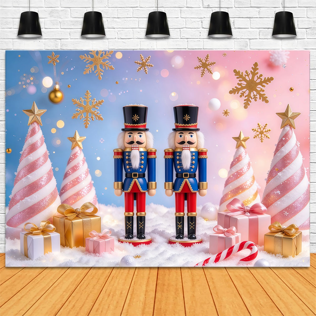 Christmas Backdrop Snow Pastel Candy Trees Nutcracker Photo Backdrop UK GQ610-56