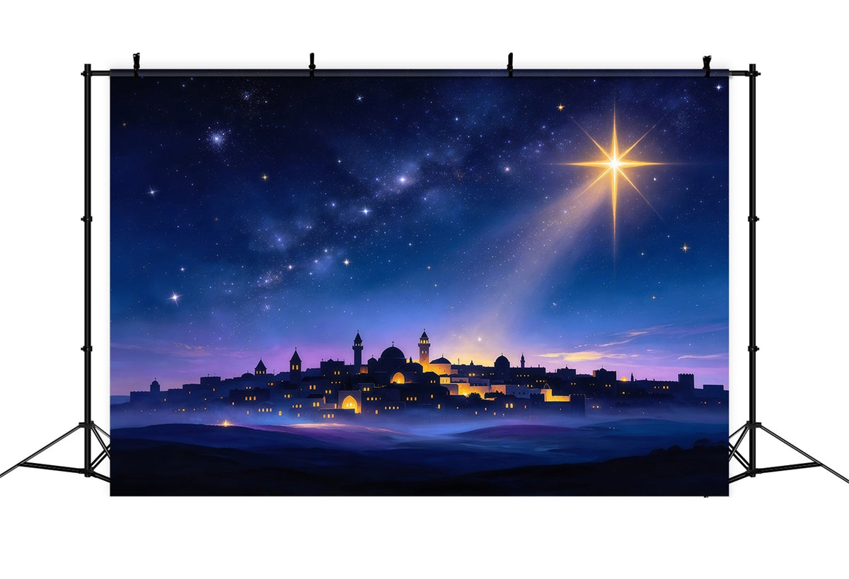 Nativity Scene Backdrop Bethlehem Skyline Guiding Star Christmas Photo Backdrop Ideas UK GQ610-8