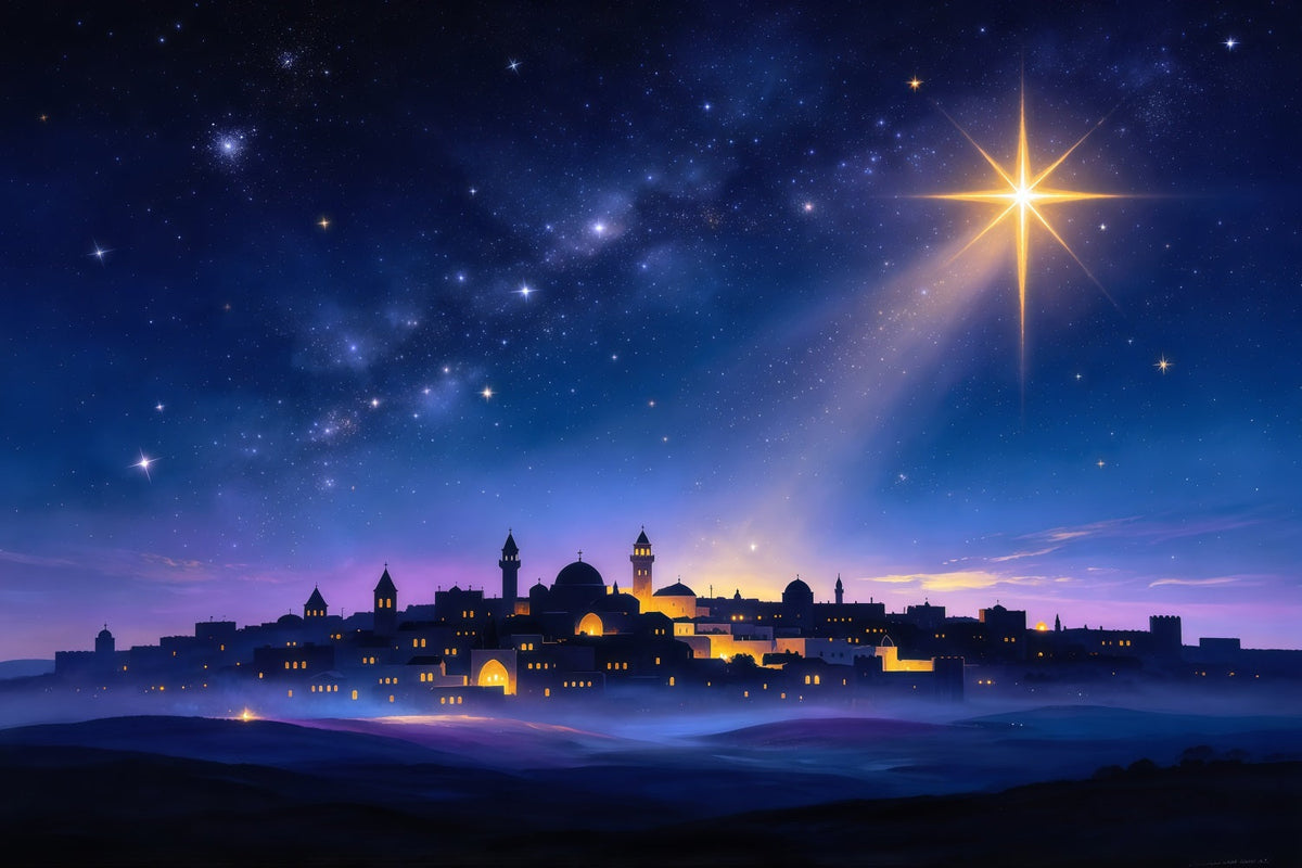 Nativity Scene Backdrop Bethlehem Skyline Guiding Star Christmas Photo Backdrop Ideas UK GQ610-8