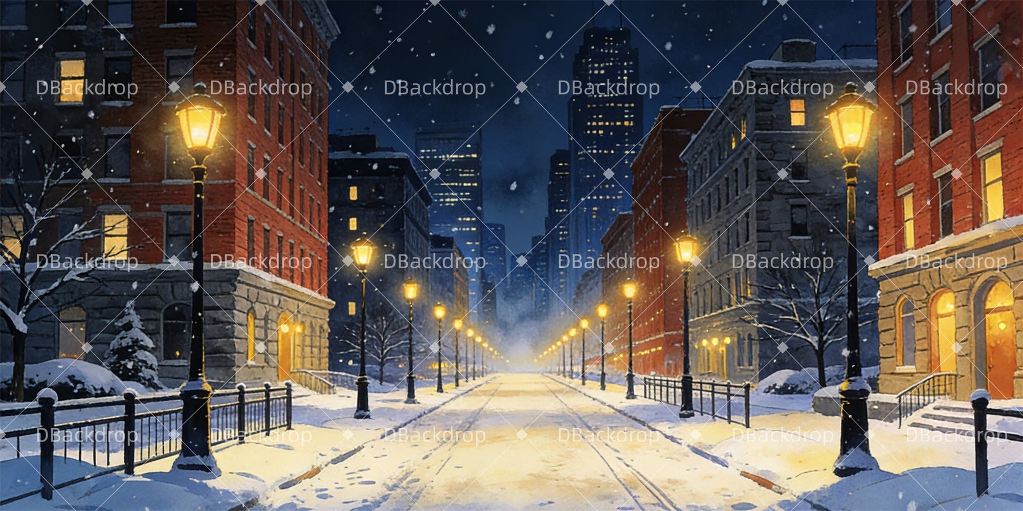 Performance Backdrop Winter City Street Movie Theater Backdrop UK GQ63-T48