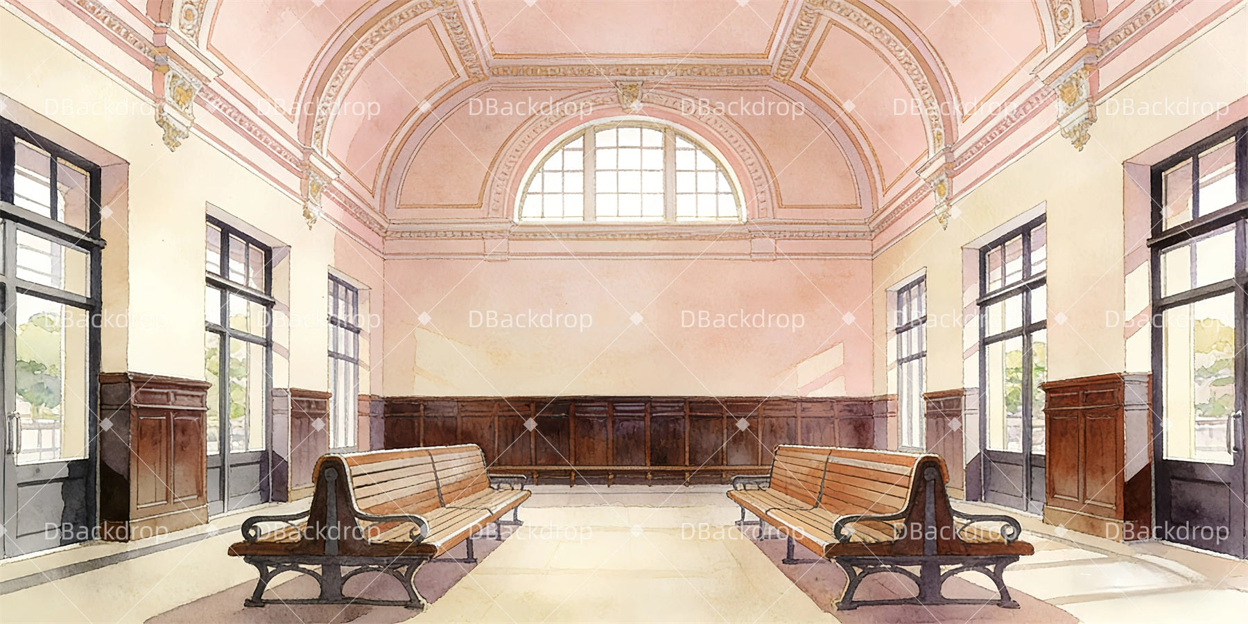 Backdrop For Theater Play Train Station Stage Backdrops UK GQ63-T69