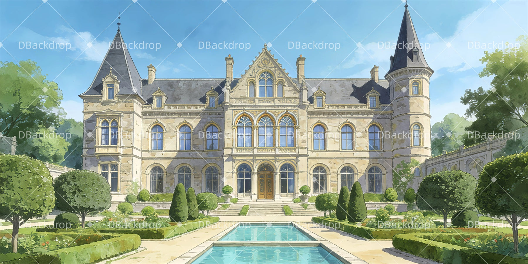 Theater Backdrop Grand Mansion Large Stage Backdrops UK GQ63-T70