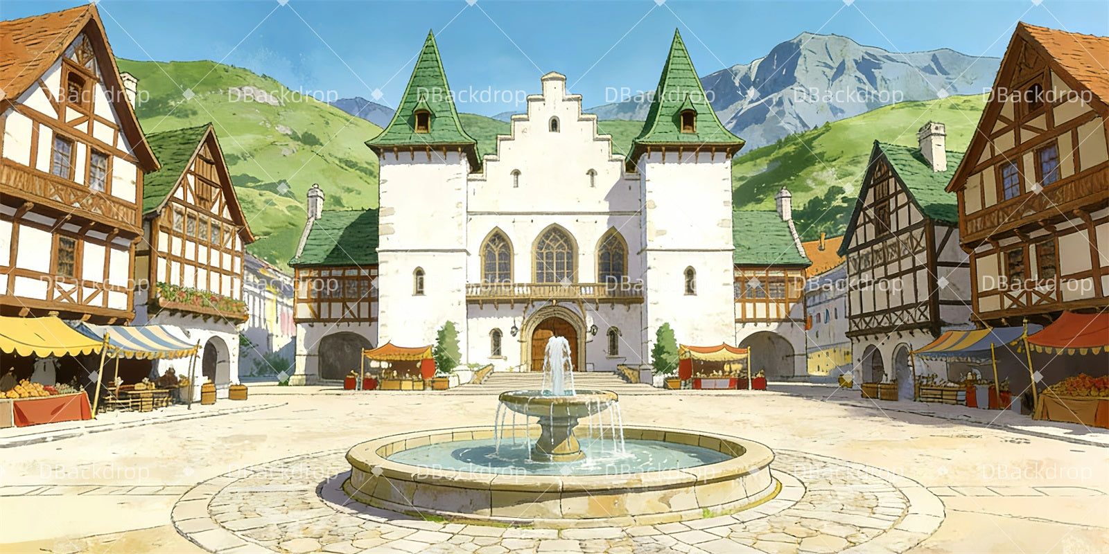 Theater Stage Backdrop Country Square Performance Backdrop UK GQ63-T71