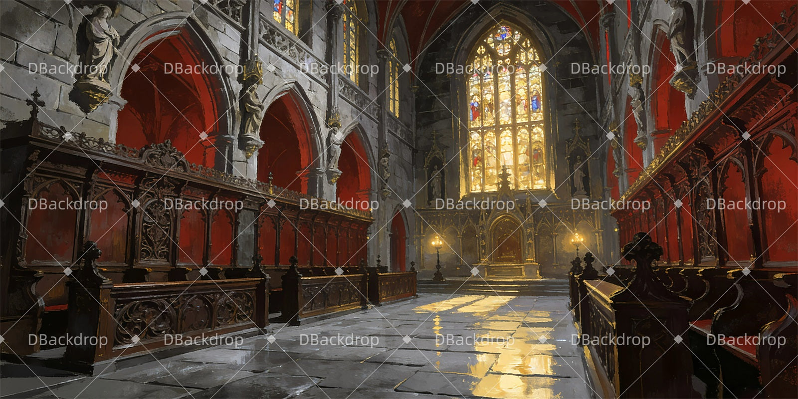 Church Stage Backdrops Gothic Castle Theater Backdrop UK GQ63-T74