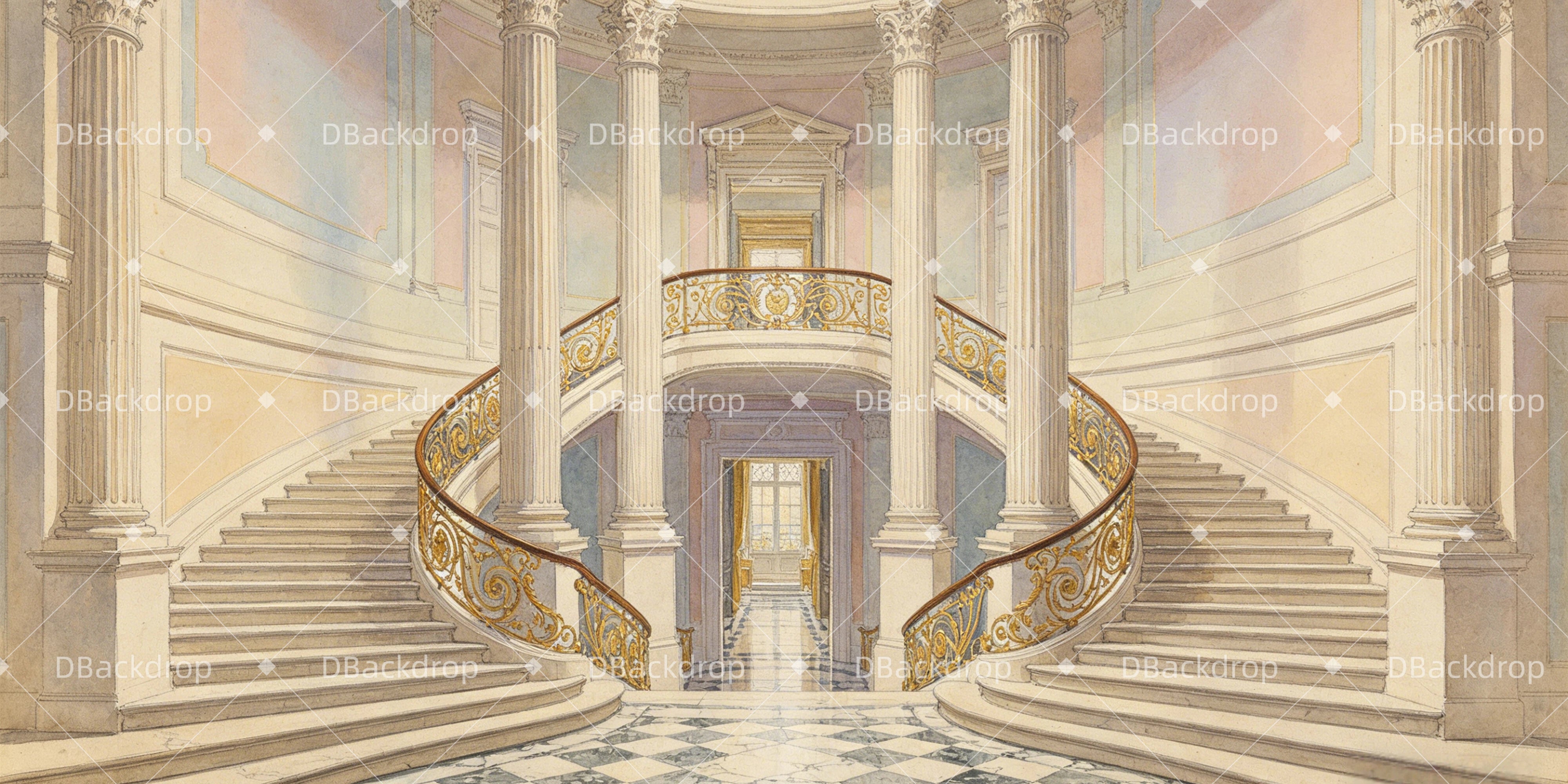 Stage Backdrop Grand Staircase Hall Theater Backdrops For Sale UK GQ64-T2
