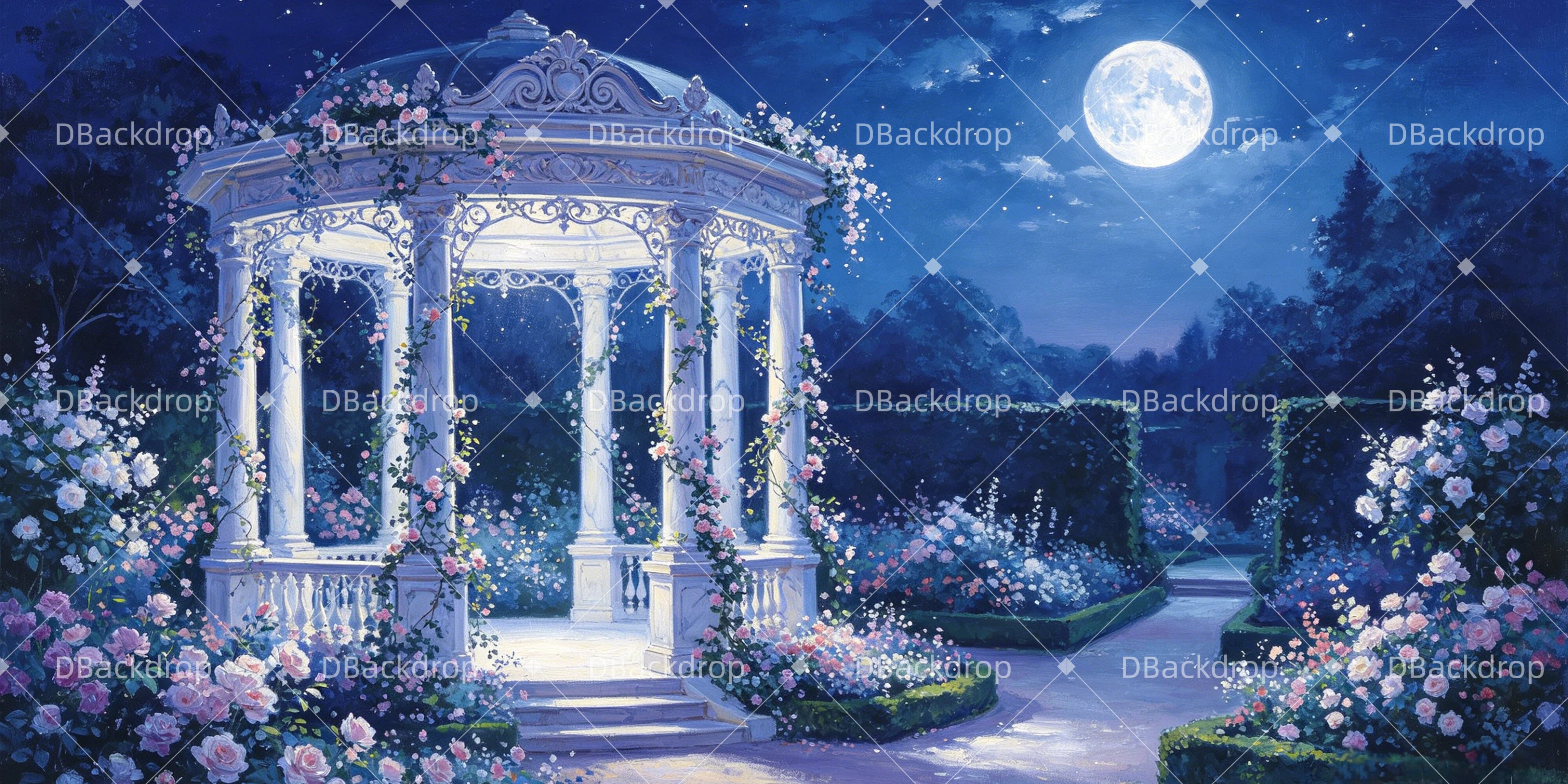 Movie Theater Backdrop Moonlit Pavilion Performance Backdrop UK GQ64-T5