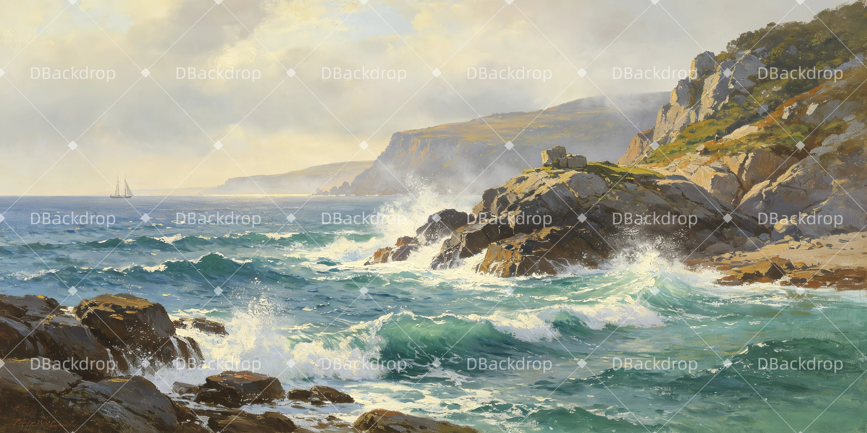 Stage Backdrop Ideas Rocky Seashore Scenery Backdrops For Theater UK GQ65-T102
