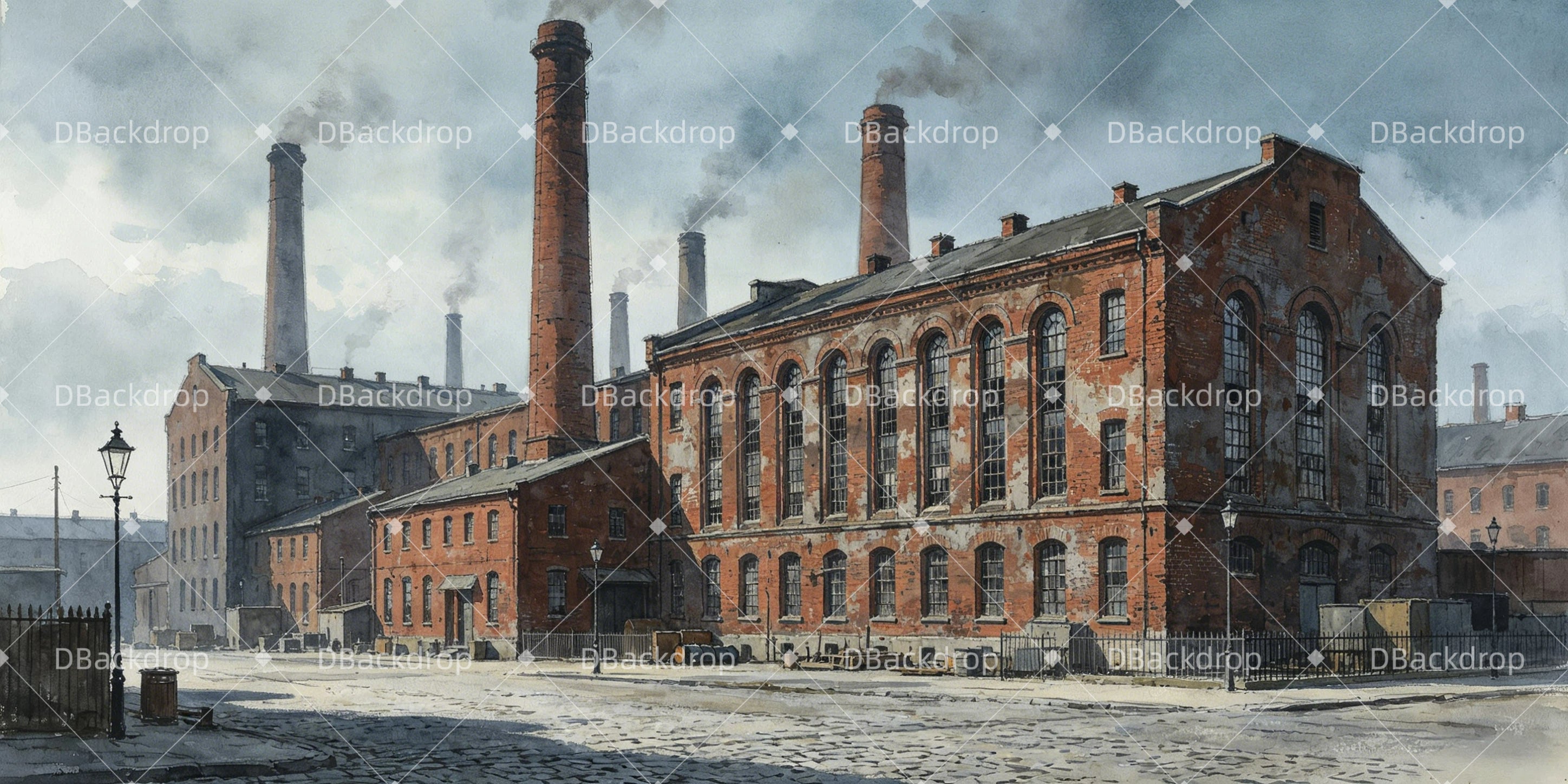 Large Stage Backdrops Textile Mill Exterior Backdrop For Theater UK GQ65-T39