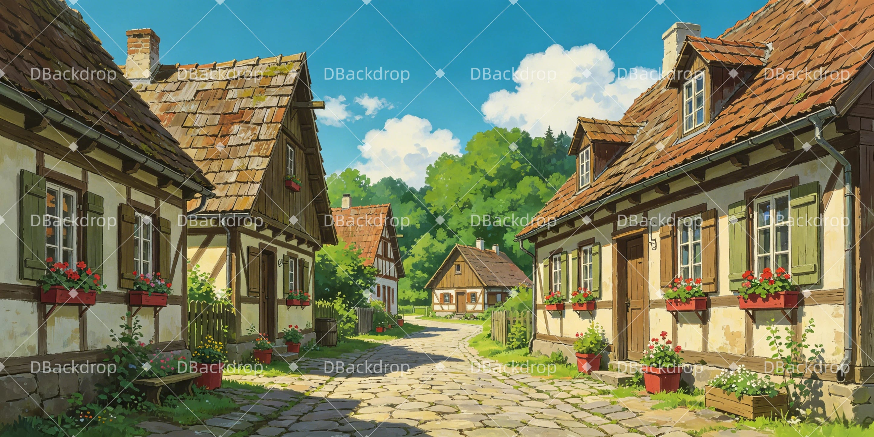 Theater Stage Backdrops Rural Village Movie Theater Backdrop UK GQ65-T83