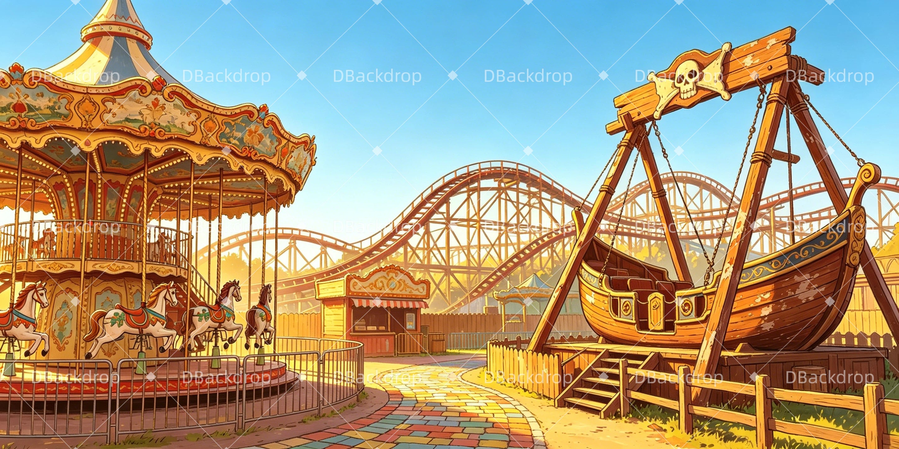 Professional Stage Backdrops Pleasure Island School Play Backdrop UK GQ65-T86