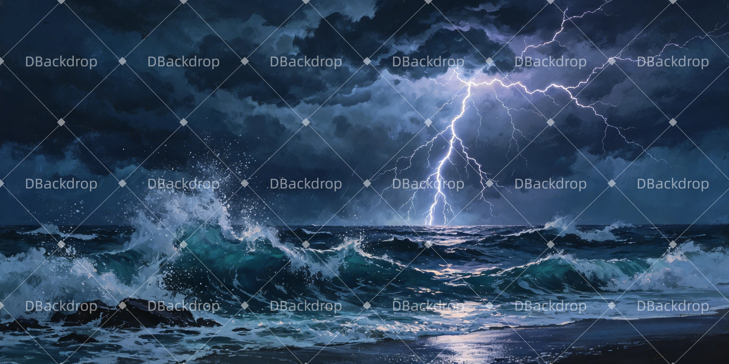 Scenic Backdrops Stormy Ocean Night Theater Stage Backdrops UK GQ65-T89