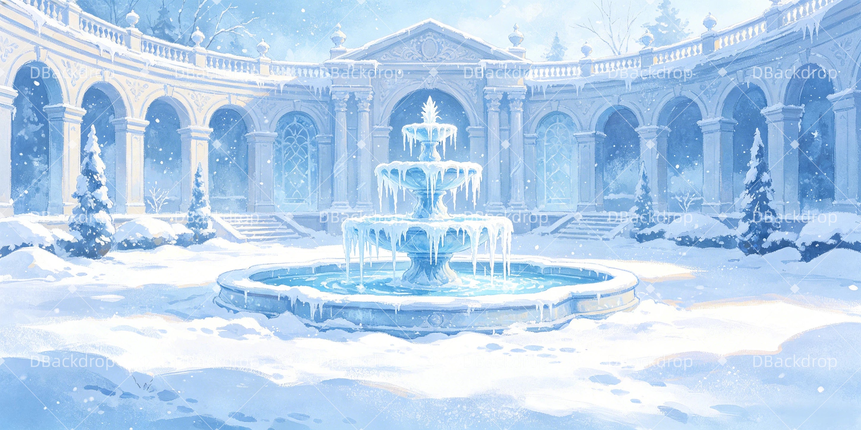 Large Stage Backdrops Frozen Courtyard Cheap UK Theater Backdrops GQ66-T44