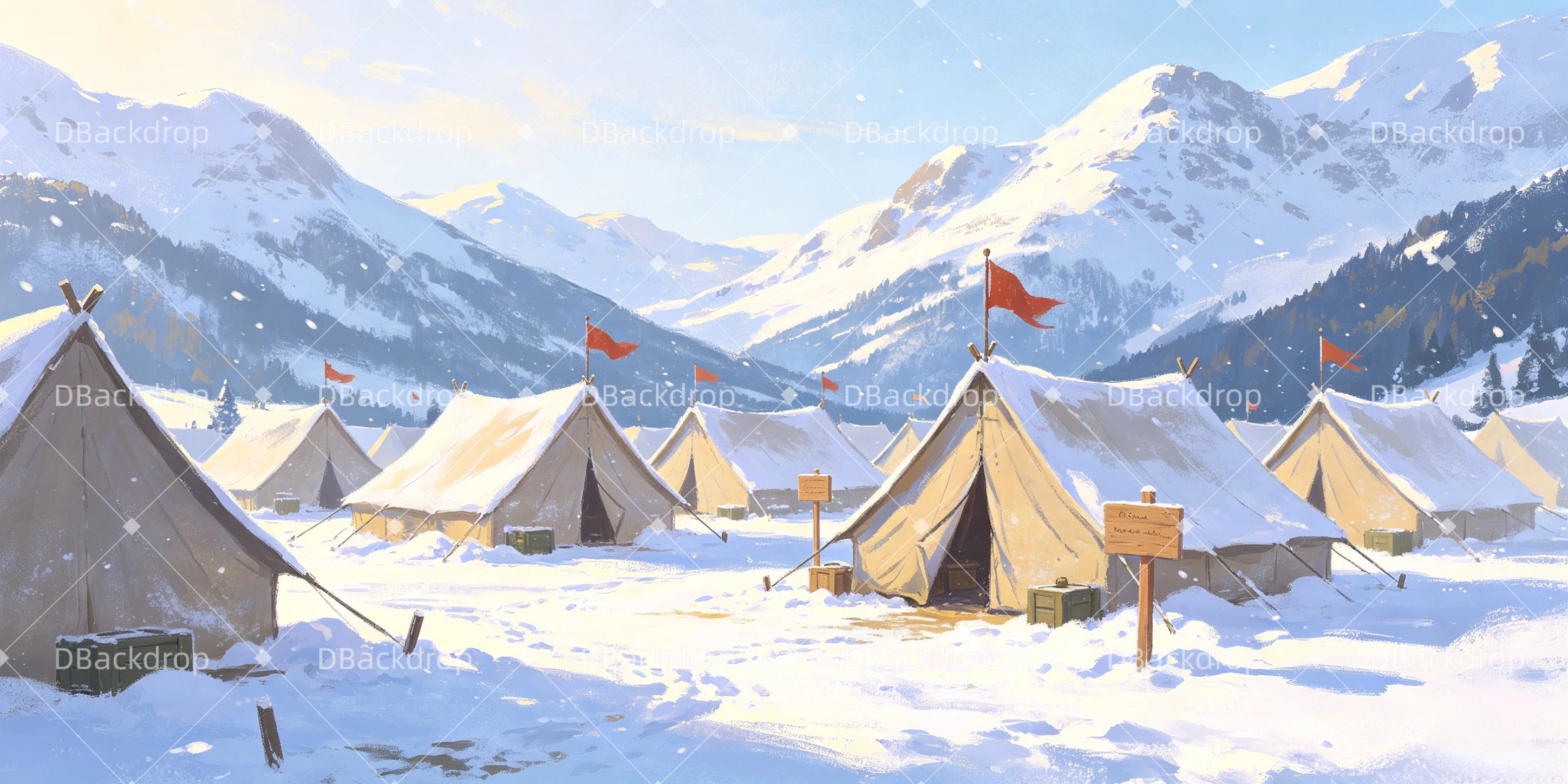 School Play Backdrops Military Camp Base UK Theater Stage Backdrop GQ66-T55