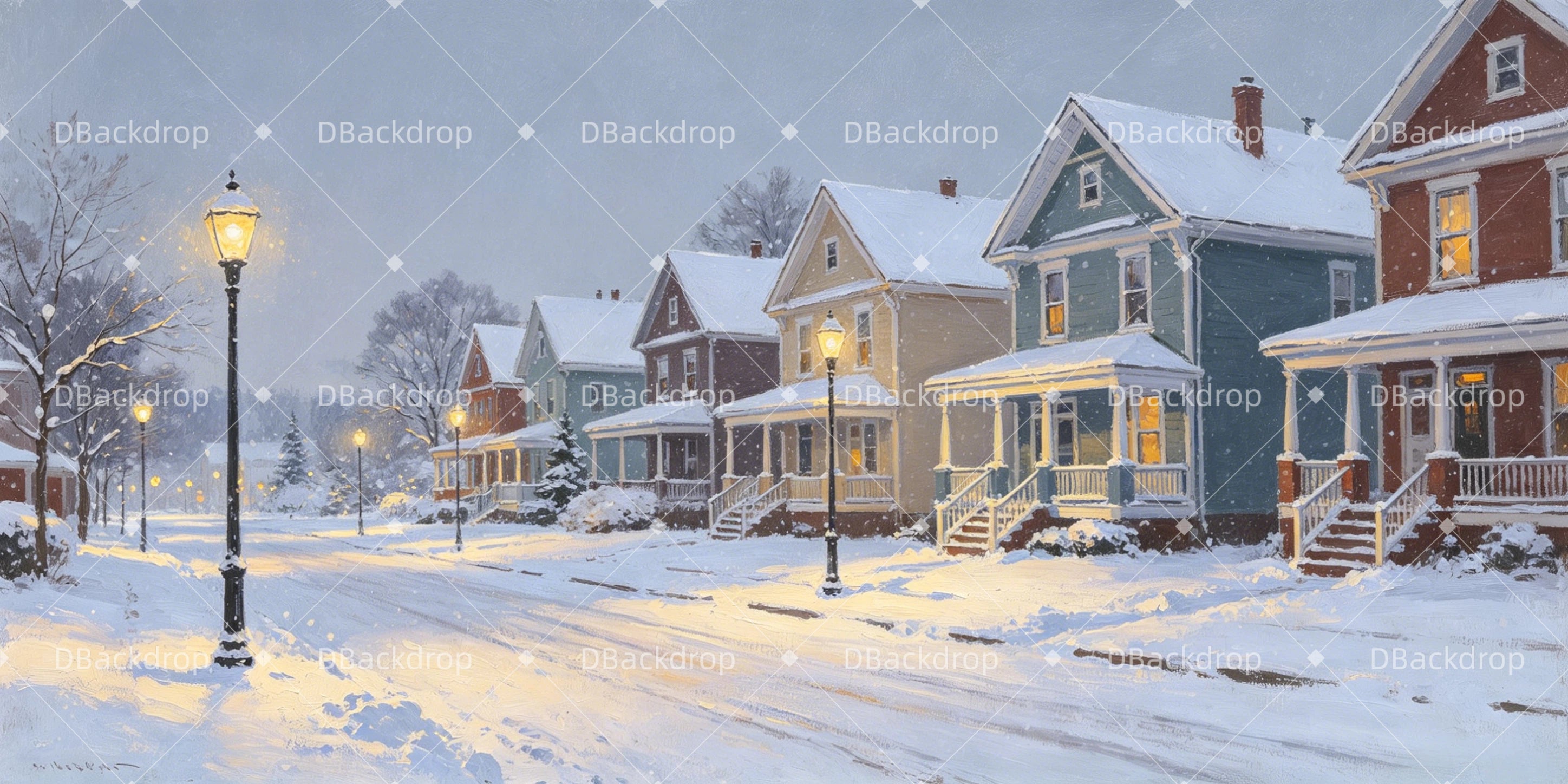 Theater Stage Backdrop Winter Snow Street School Play UK Backdrop GQ66-T85