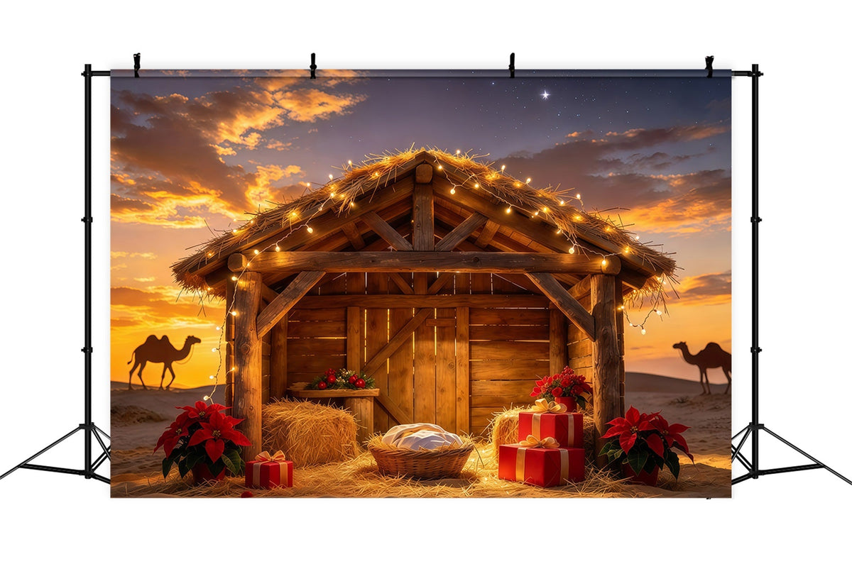 Bethlehem Scene Backdrop Stable Desert Barn Sunset Nativity Set Backdrop UK GQ69-114