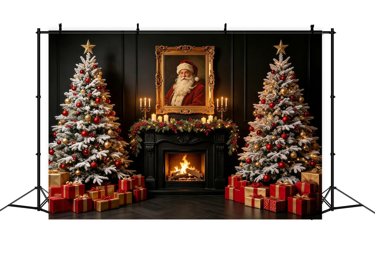 Christmas Santa Backdrop Dark Fireplace Santa Portrait Photo Christmas Backdrop UK GQ69-2