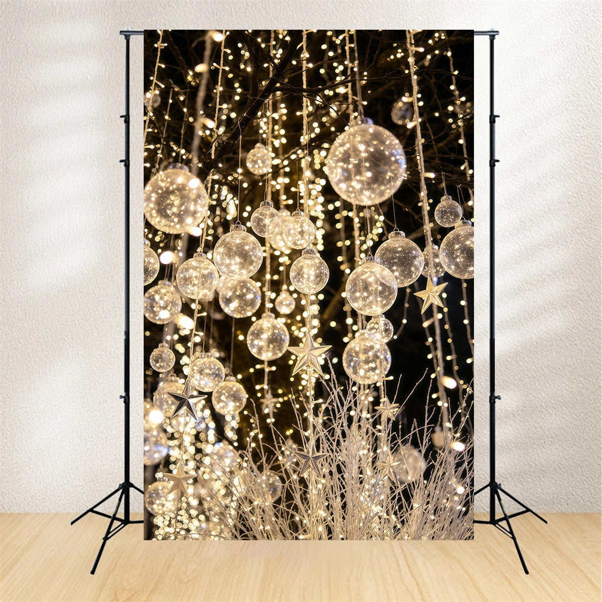 Christmas Lights Backdrop Glowing Crystal Ornament Photography Christmas Backdrops UK GQ69-30