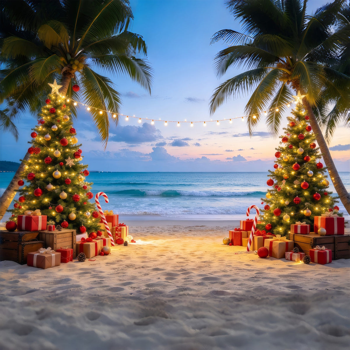 Christmas Backdrop Australia Tropical Beach Tree Display Christmas 3d Backdrop UK GQ69-78
