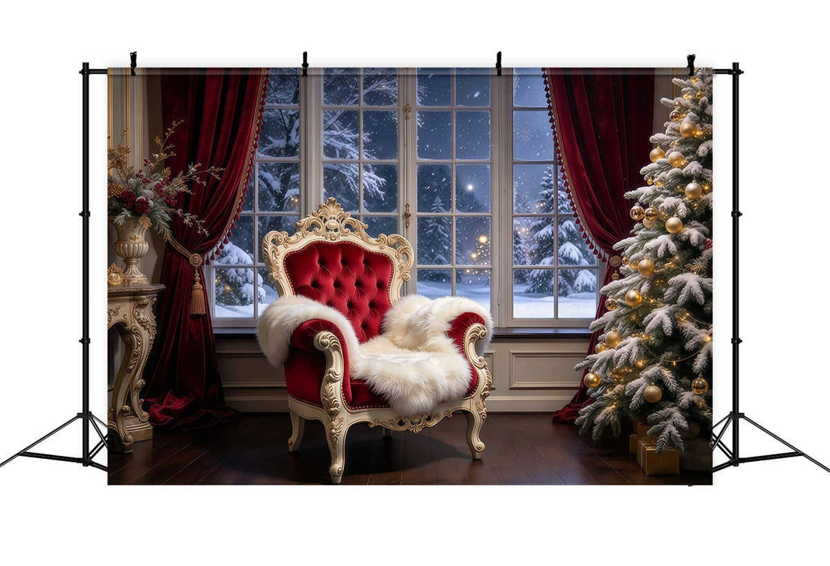Santa Chair Backdrop Royal Velvet Chair Portrait Santa House Backdrop UK GQ69-85