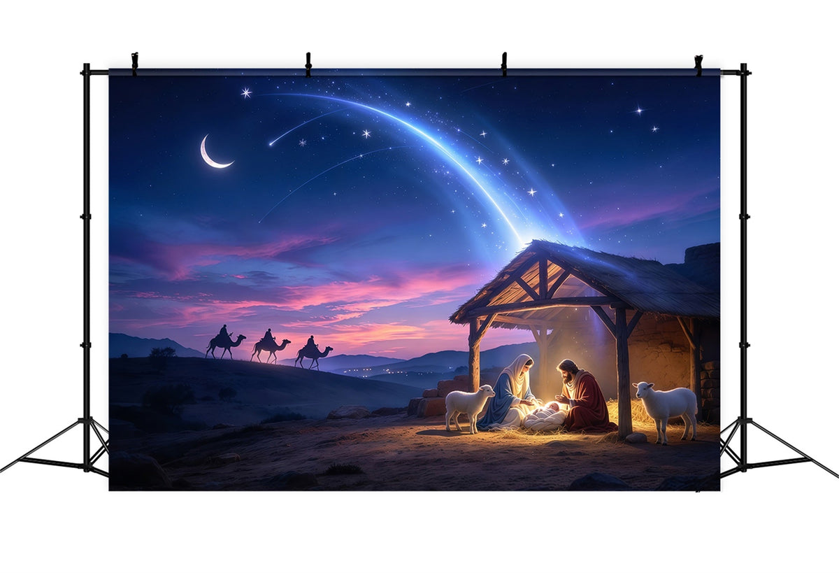 Nativity Scene Backdrop For Play Starlit Moon Desert Night Bethlehem Backdrops UK GQ69-91