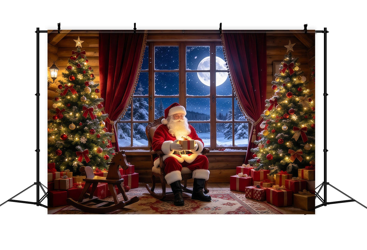 Santa Picture Backdrops Moonlit Window Gift Room Mall Santa Backdrop UK GQ69-98
