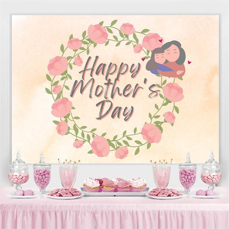 Backdrops For Mother's Day Warm Watercolor Wreath Custom Backdrop UK GTY3-218