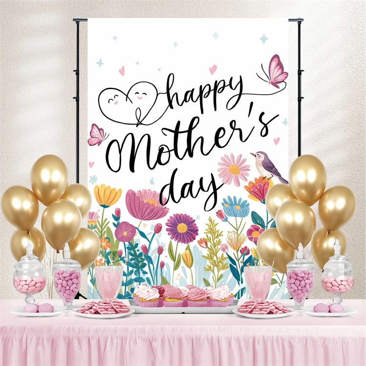 Mothers Day Backdrops Cheerful Wildflower Meadow Custom Backdrop UK GTY3-219