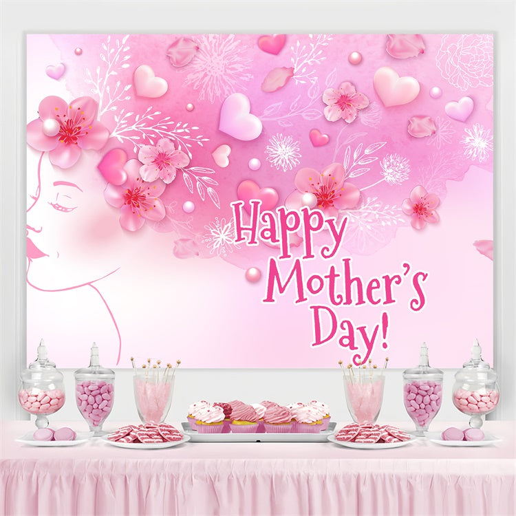 Happy Mother's Day Backdrop Artistic Floral Profile Custom Backdrop UK GTY3-221