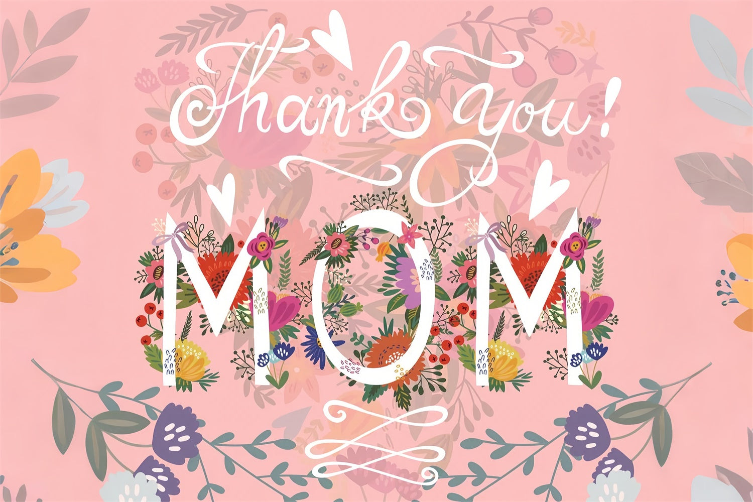 Backdrops For Mother's Day Pastel Floral Gratitude Custom Backdrop UK GTY3-223
