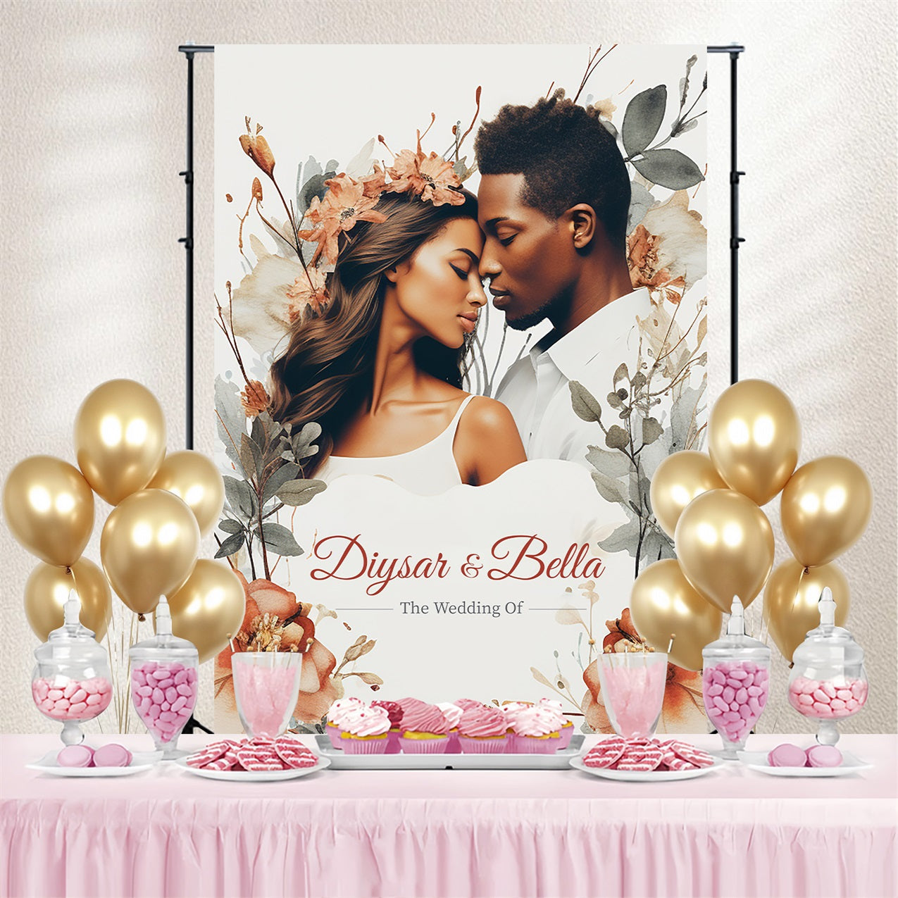 Backdrops For Weddings Autumn Flower Personalised Backdrop UK GTY3-278