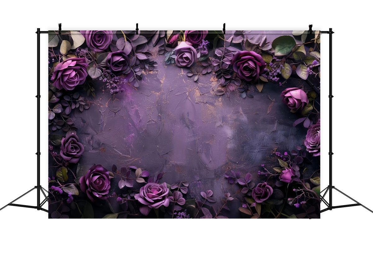 Purple Flower Wall Backdrop Deep Purple Floral Elegance Backdrop UK GTY3-28