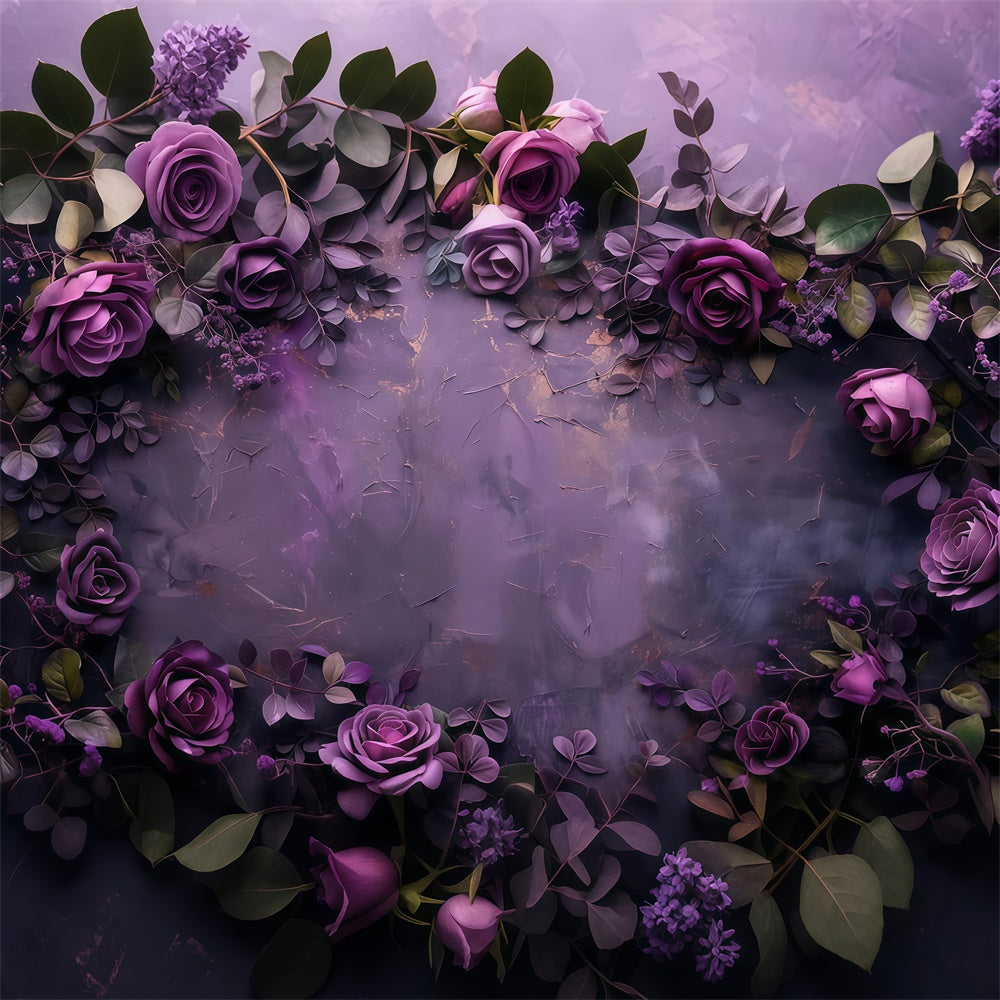 Purple Flower Wall Backdrop Deep Purple Floral Elegance Backdrop UK GTY3-28