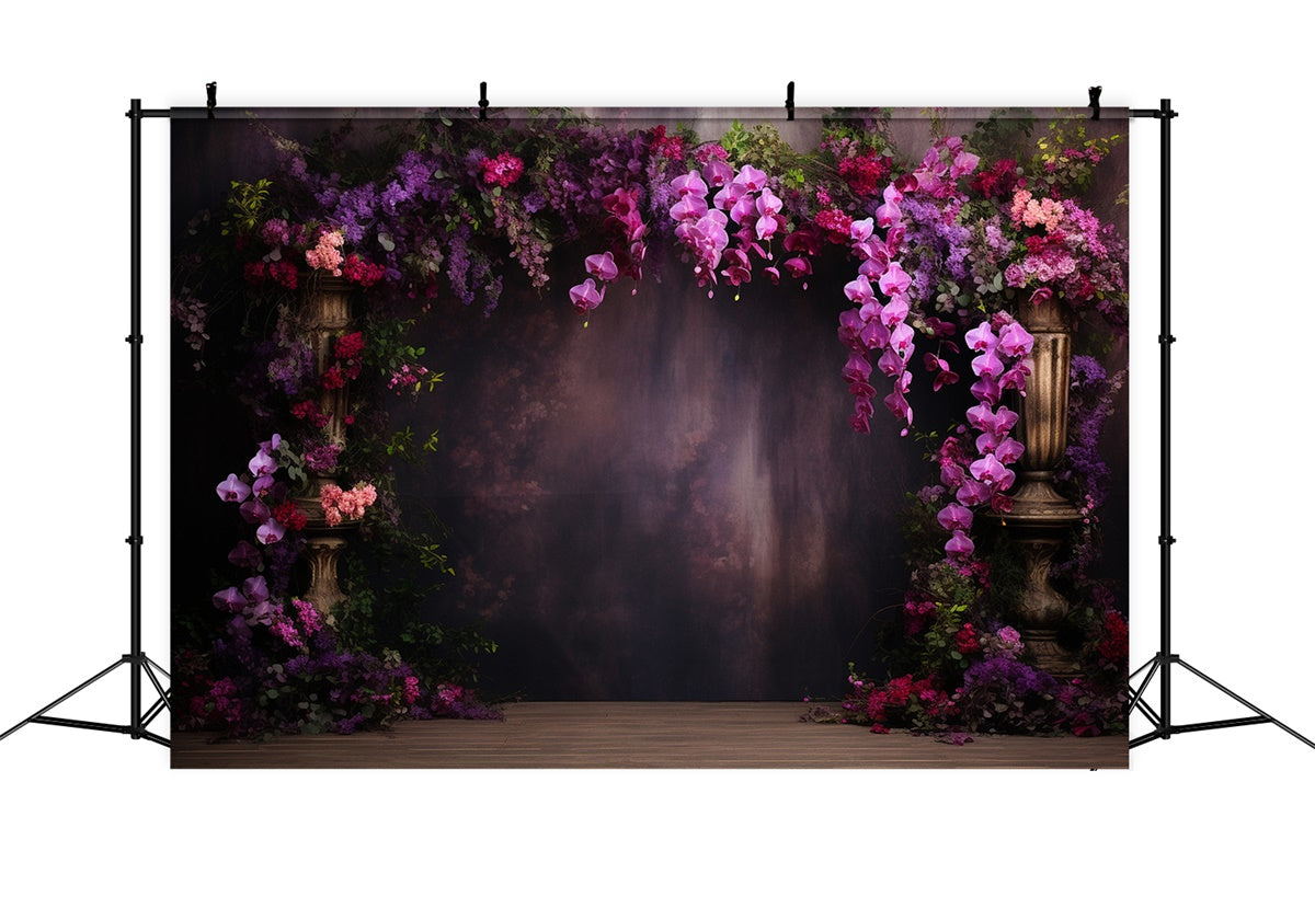Purple Flower Wall Backdrop Vintage Violet Orchid Fantasy Backdrop UK GTY3-41
