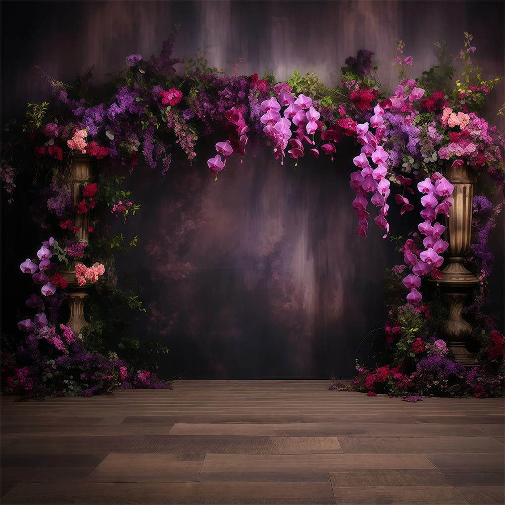 Purple Flower Wall Backdrop Vintage Violet Orchid Fantasy Backdrop UK GTY3-41