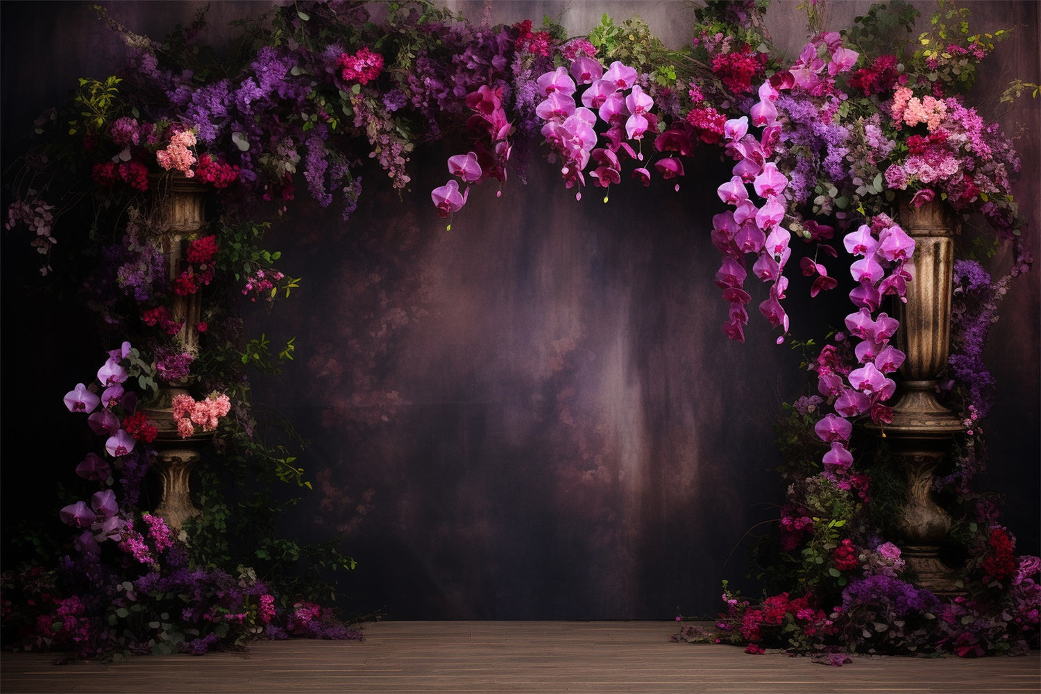 Purple Flower Wall Backdrop Vintage Violet Orchid Fantasy Backdrop UK GTY3-41