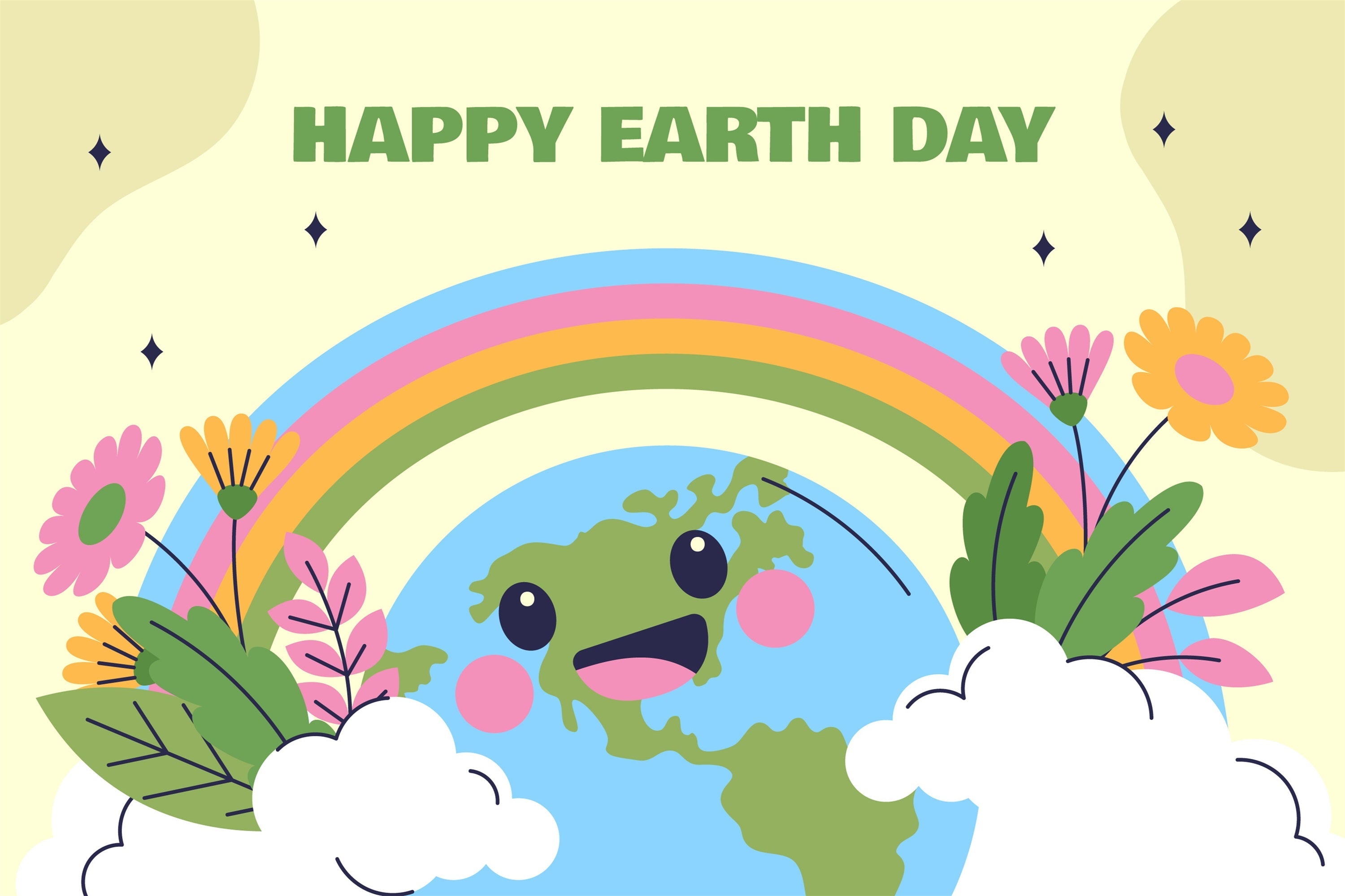 Happy Earth Day Backdrop Adorable Planet Earth Floral Backdrop UK GTY3-47